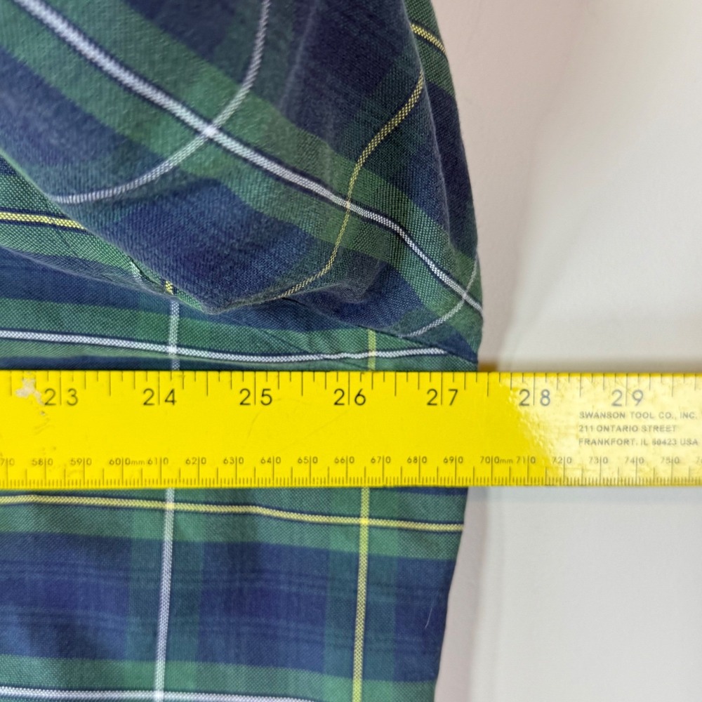 Ralph Lauren Plaid Button Down Men's XXL Navy Green Pony Logo Tartan Timeless - Picture 7 of 8